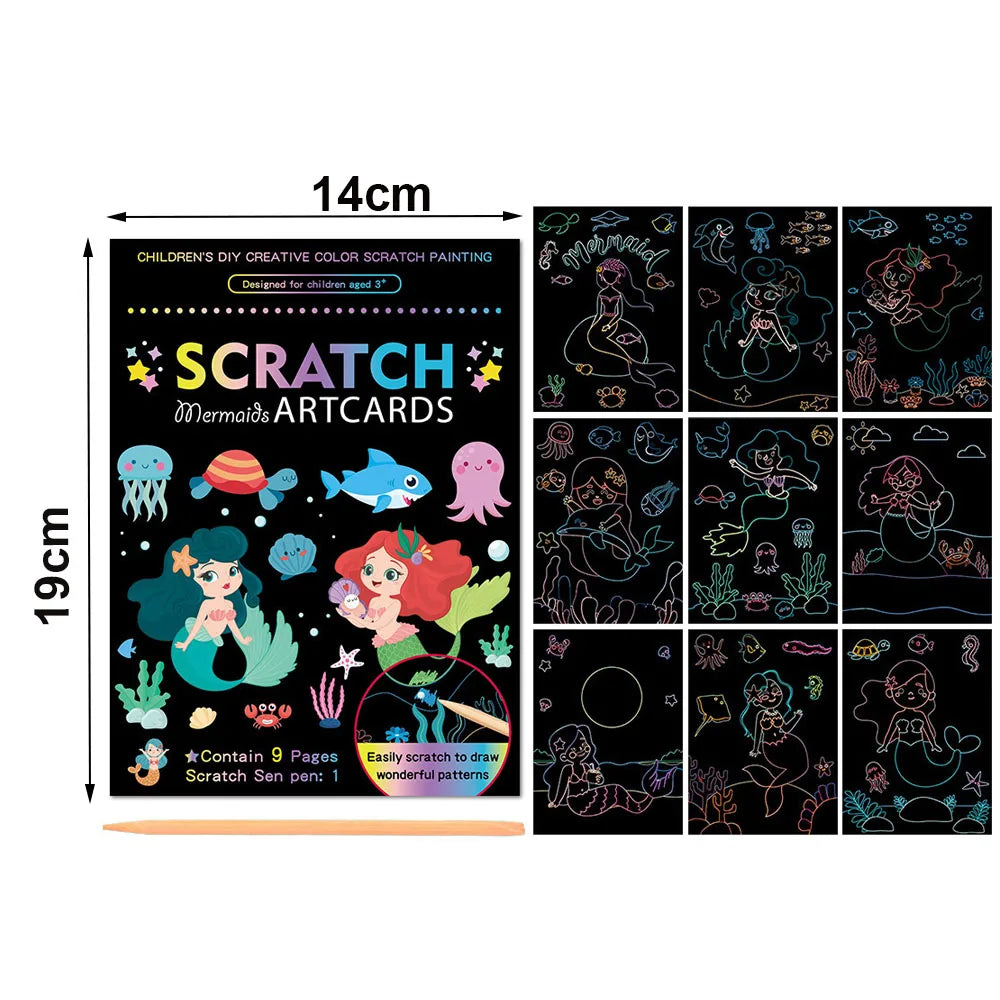 Rainbow Scratch Art Paper Set for Kids – DIY Graffiti & Drawing Activity Book