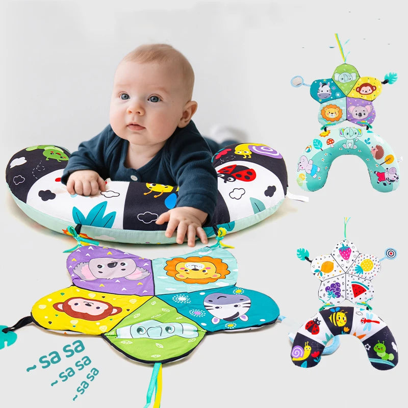 High-Contrast Tummy Time Pillow for Baby Sensory Development