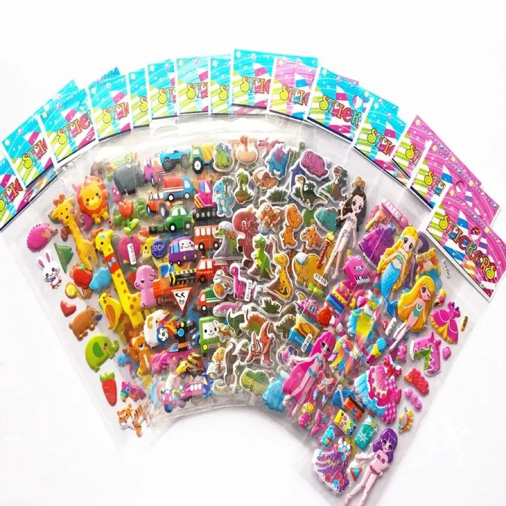 40 Mixed Puffy Animal & Cartoon Sticker Pack for Kids