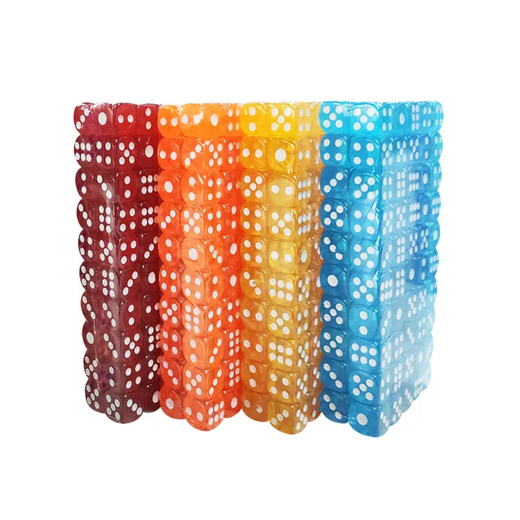 Multicolor Transparent Acrylic Dice Set – 100 Pieces