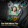 Baby Car Seat Toy with Mirror, Crinkle Paper & Teether