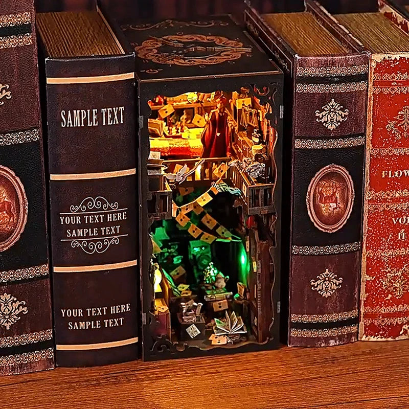 DIY Book Nook Kit – Magic House Wooden 3D Puzzle Bookshelf Insert