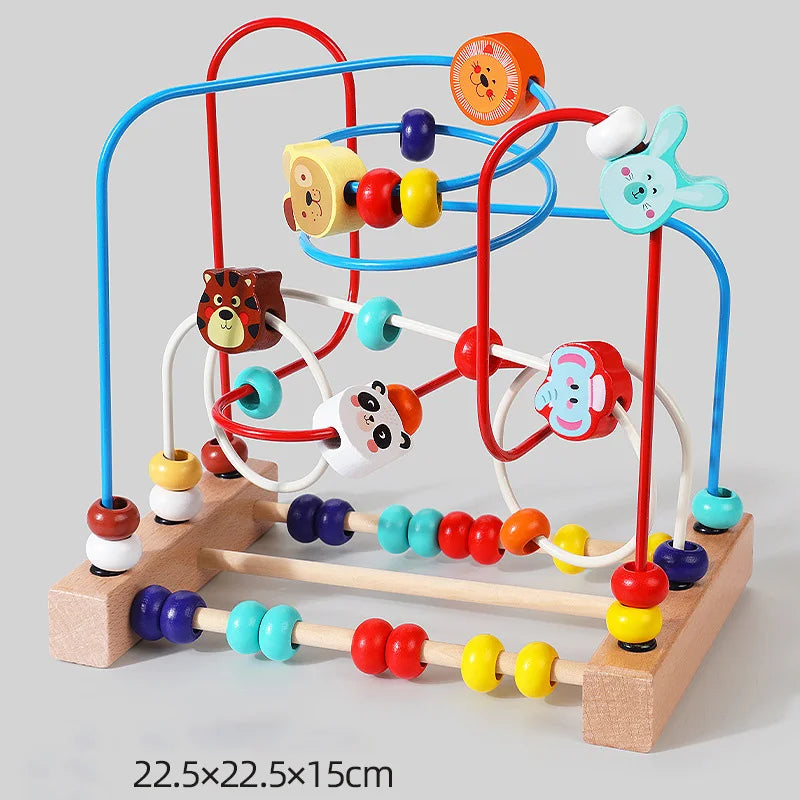 Wooden Bead Maze Roller Coaster Toy for Toddlers