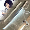 A luminous anime katana with an LED blade is displayed next to a character illustration.