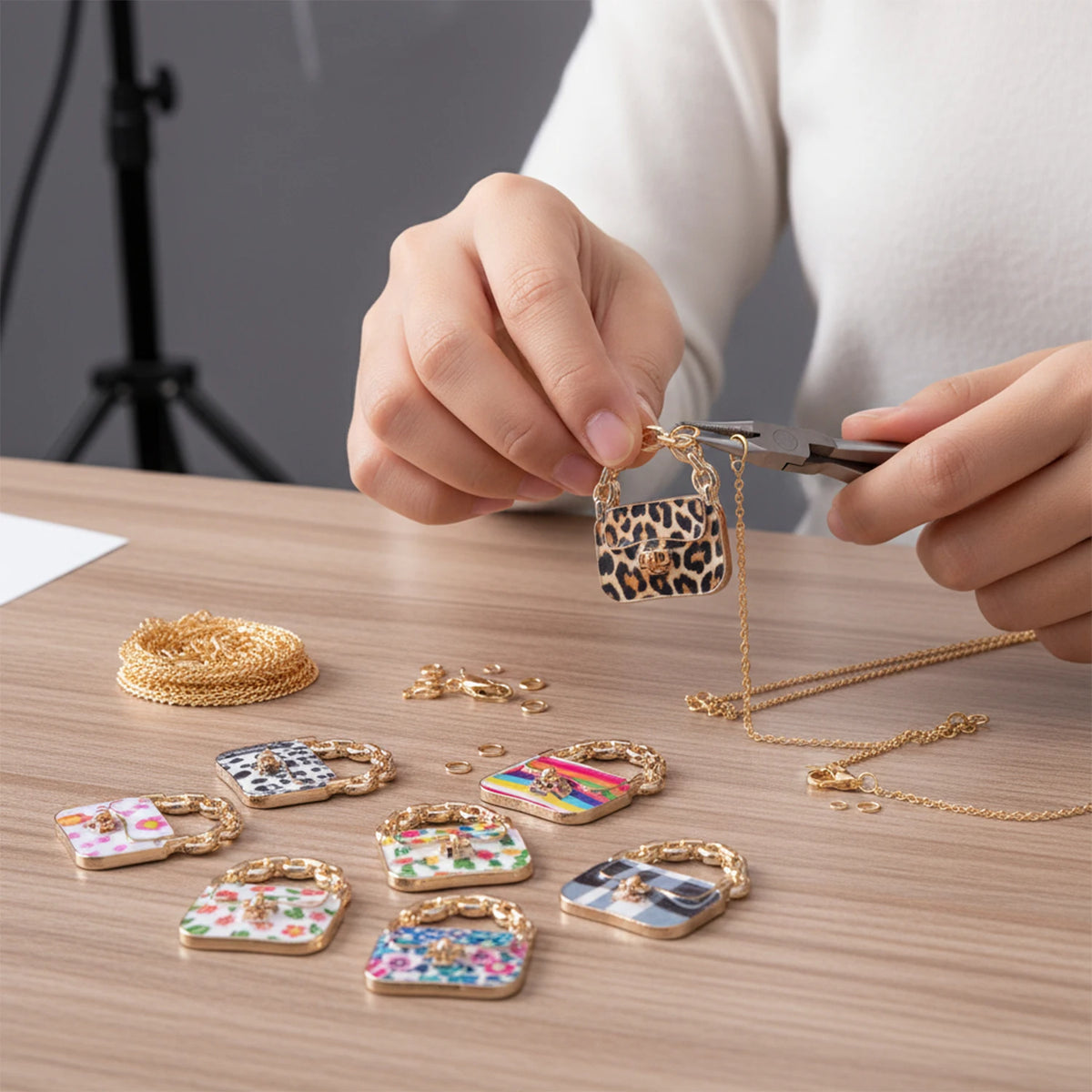 Colorful Enamel Handbag Charms for Jewelry Making