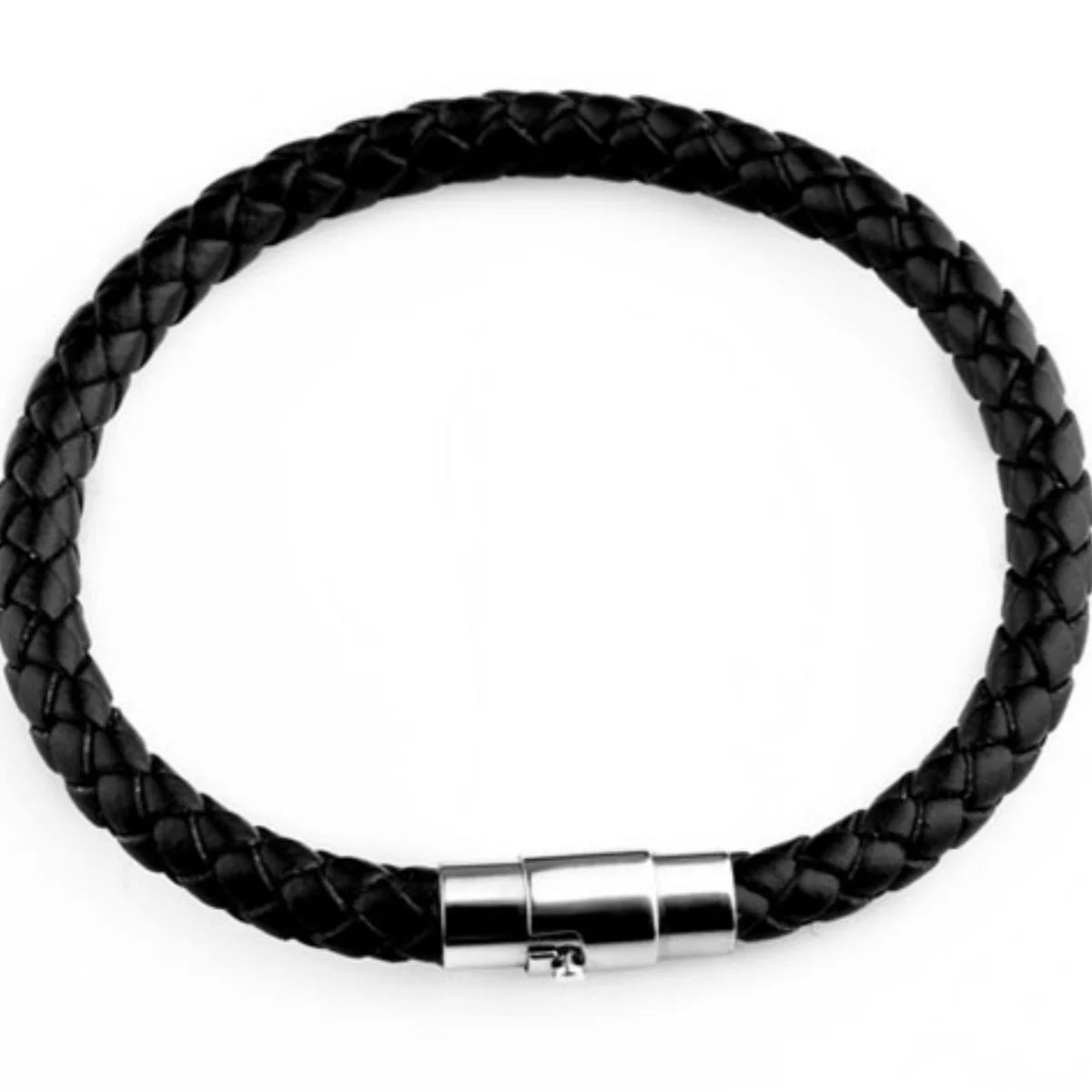 Black round braided leather cord for jewelry making and DIY crafts