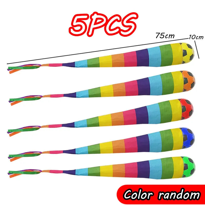 Five colorful, elongated balance stones or sensory training toys for kids.