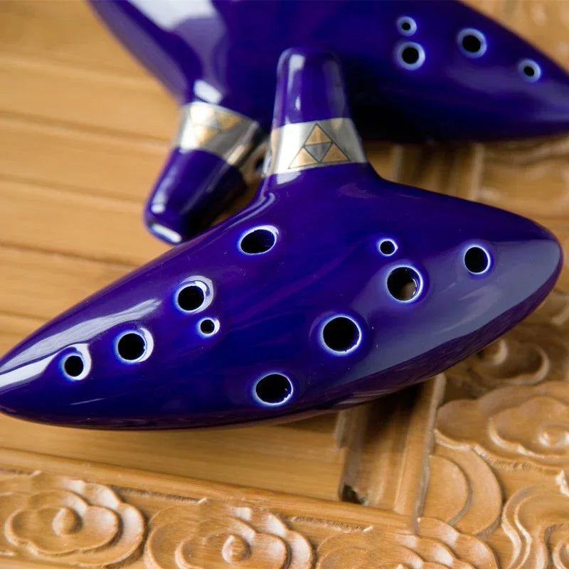 12-Hole Ceramic Ocarina in Alto C with Blue Glaze