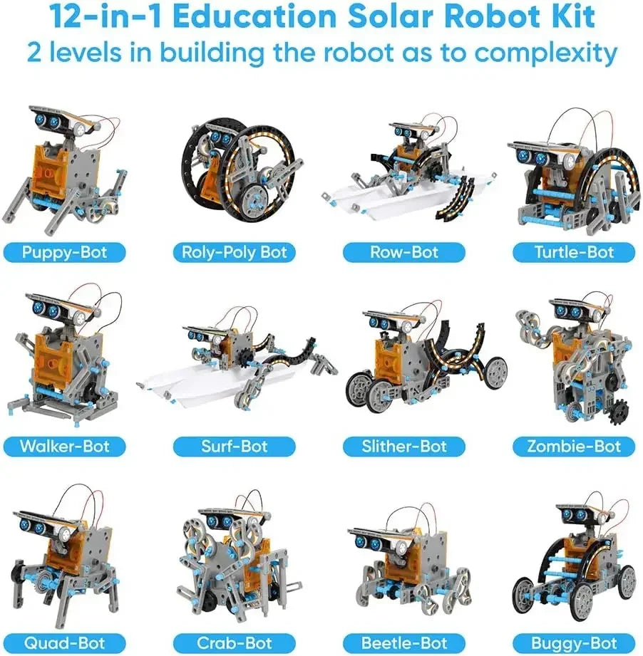 Solar-Powered 13-in-1 STEM Robot Building Kit for Kids 8+