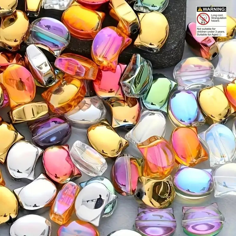 Cat Face Glass Beads for Jewelry Making – 10mm Mixed Colors (80-Pack)
