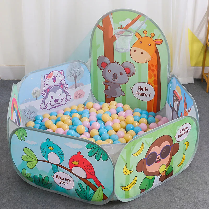 Kids Indoor Play Tent with Ball Pit and Basketball Hoop