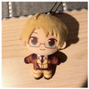A plush keychain set featuring three characters from Hetalia: Arthur, Alfred, and Wang Yao.