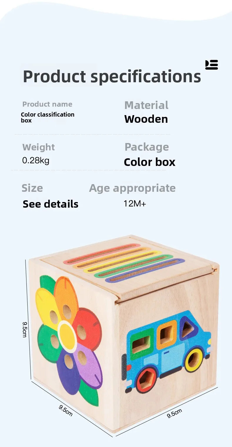 5-in-1 Wooden Shape & Color Sorting Toy for Toddlers