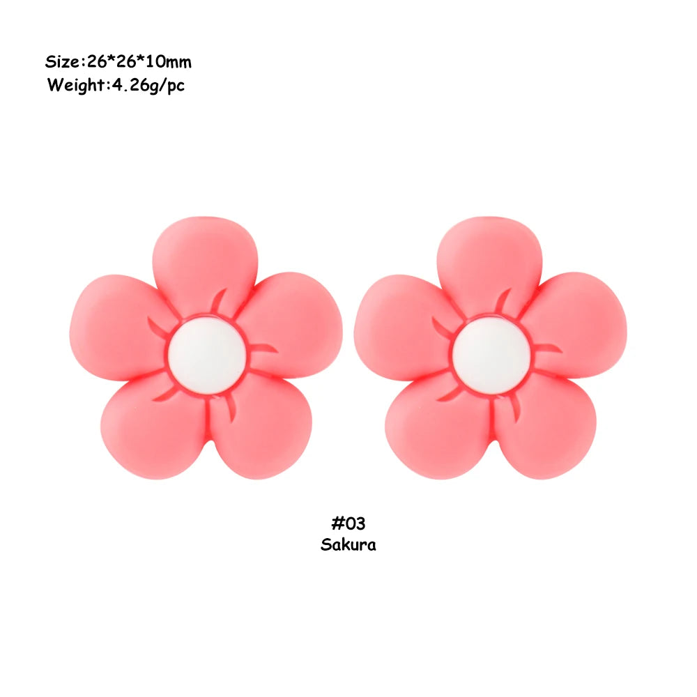 Colorful Silicone Flower Beads for Jewelry Making
