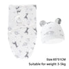 White cotton newborn swaddle blanket and hat set suitable for weight 3-5kg