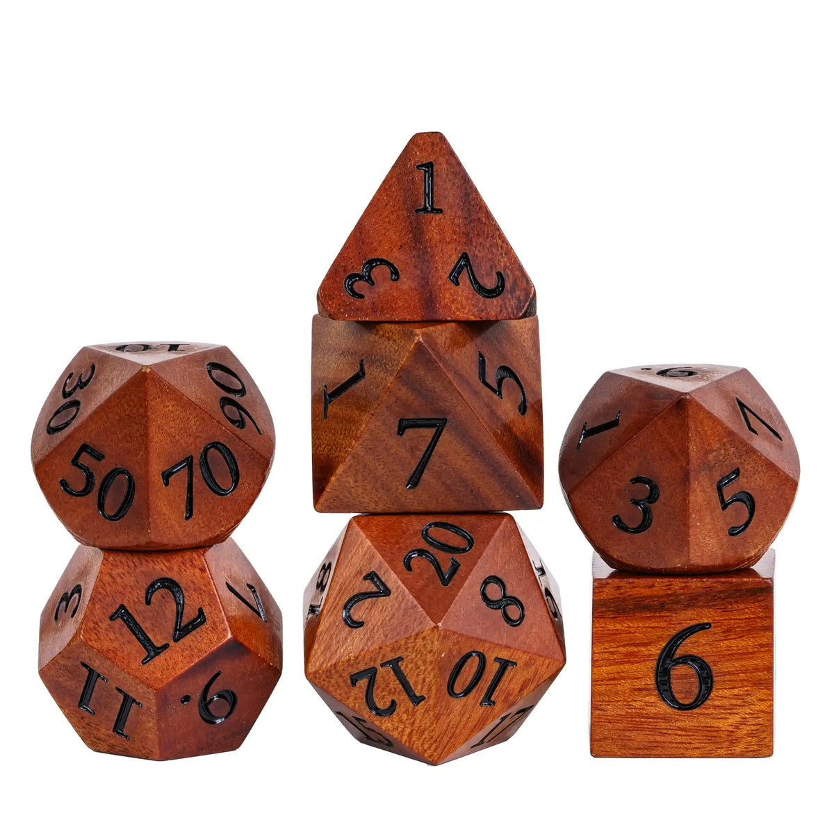 Wooden Polyhedral Dice Set for Tabletop RPGs