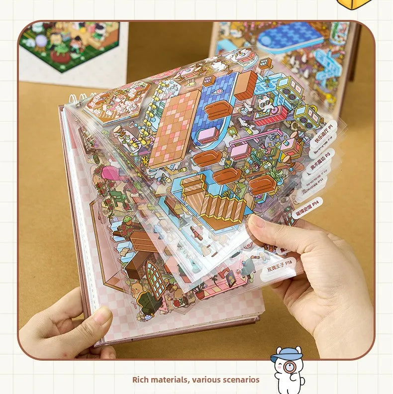 3D Landscape Sticker Collection Book for Scrapbooking & Journaling