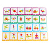 A set of 155 wooden pattern blocks featuring various animal and object designs on individual cards.