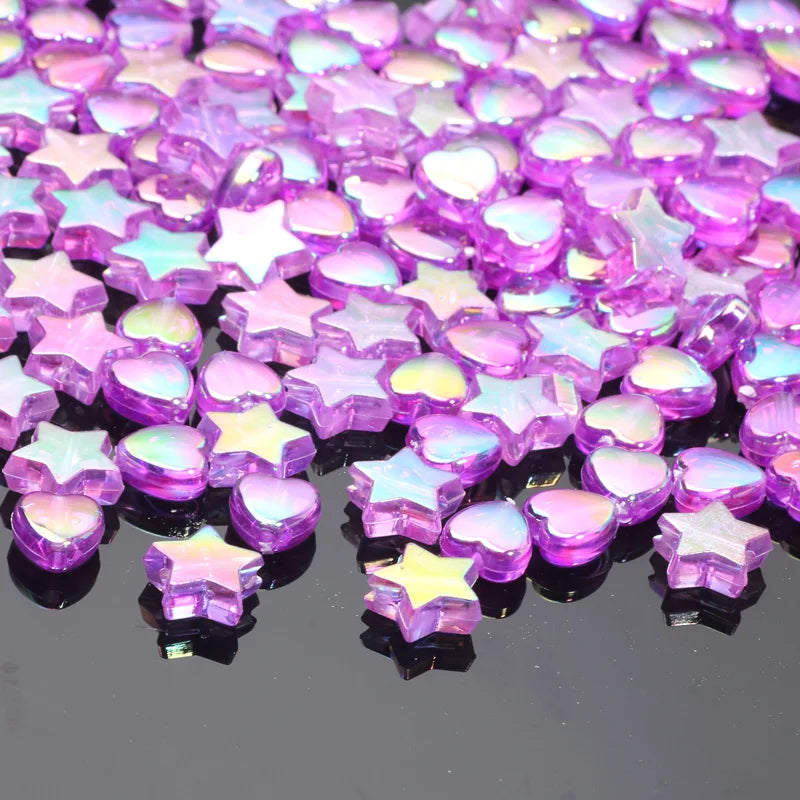 Acrylic Star & Heart Beads for Jewelry Making – 200-Piece Set