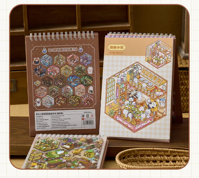 3D Landscape Sticker Collection Book for Scrapbooking & Journaling