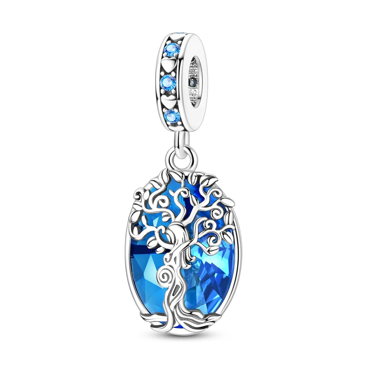 Silver-Plated Heart Charm Bead with Cubic Zirconia for Bracelets and DIY Jewelry