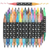 A set of dual brush tip glitter markers featuring metallic and sparkle pens in various colors.