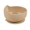 Set de bol et assiette en silicone beige pour tout-petits.