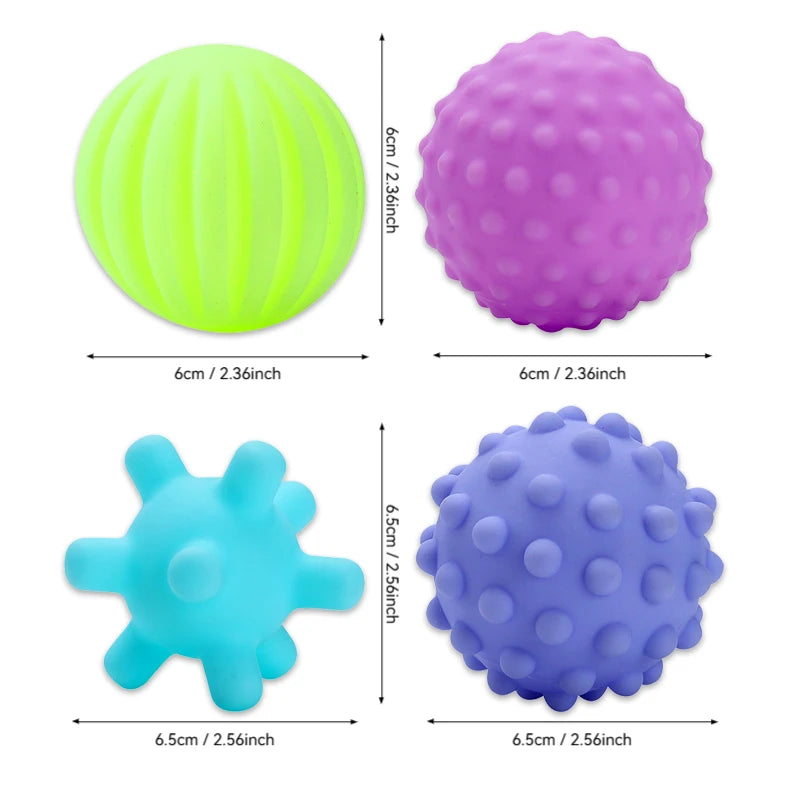 Sensory Baby Balls Set - 6 Soft Textured Rattle Balls for Early Development