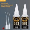 A bottle of LooLIF Super Glue 502 with a white dropper tip and branding on a gray background.