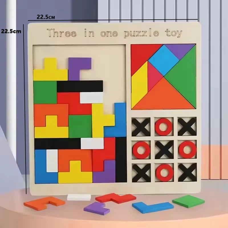 Colorful Wooden Tangram Puzzle Blocks Set for Kids