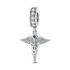 Sterling silver charm beads featuring a winged design and a line of small clear stones.