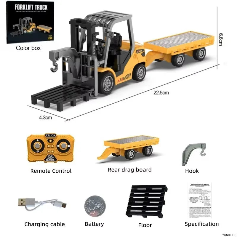 Miniature RC Forklift with Trailer and Bluetooth App Control