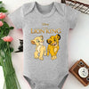 A gray baby bodysuit featuring a Disney The Lion King print of Simba and Nala.