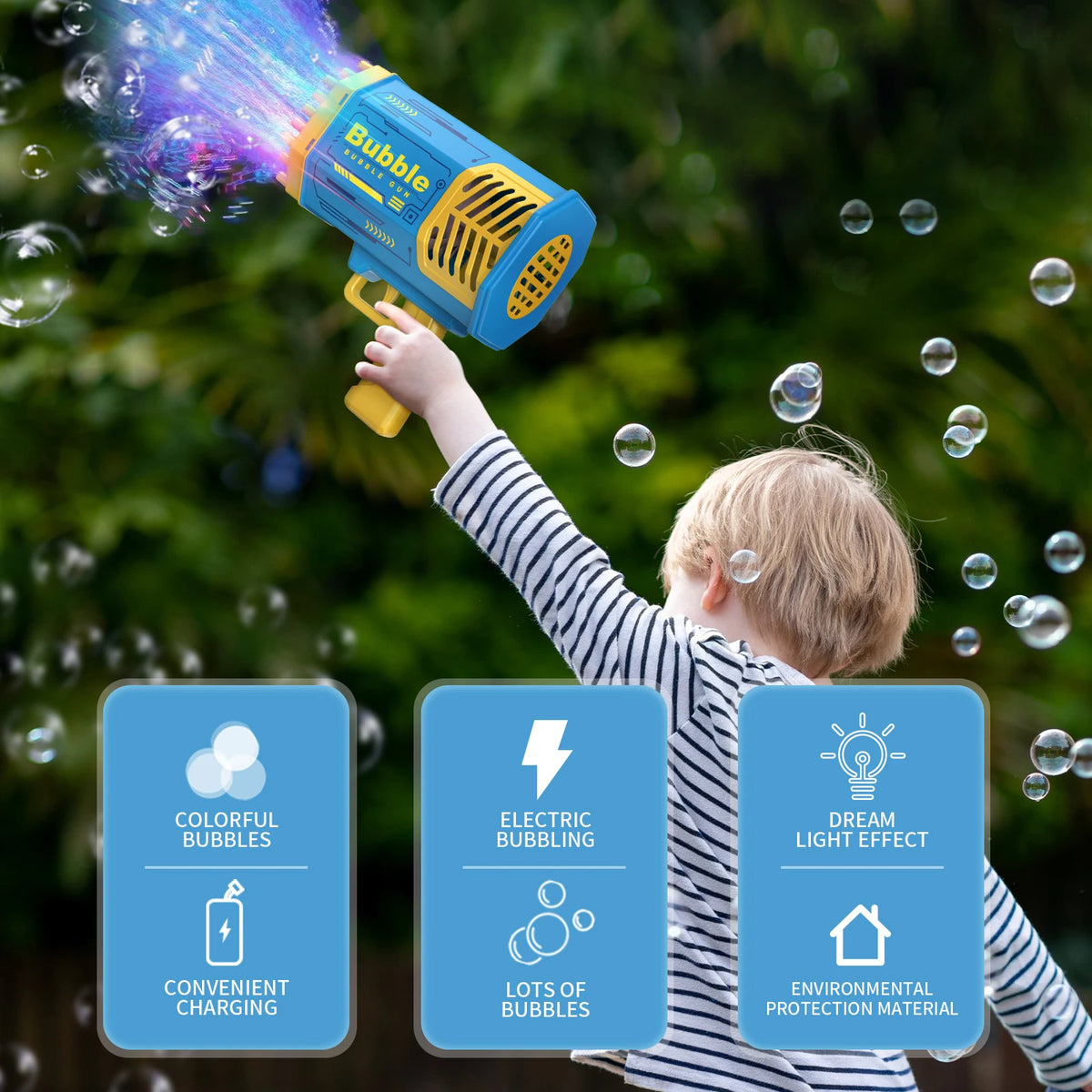 Portable Bubble Machine Blaster for Kids Outdoor Fun