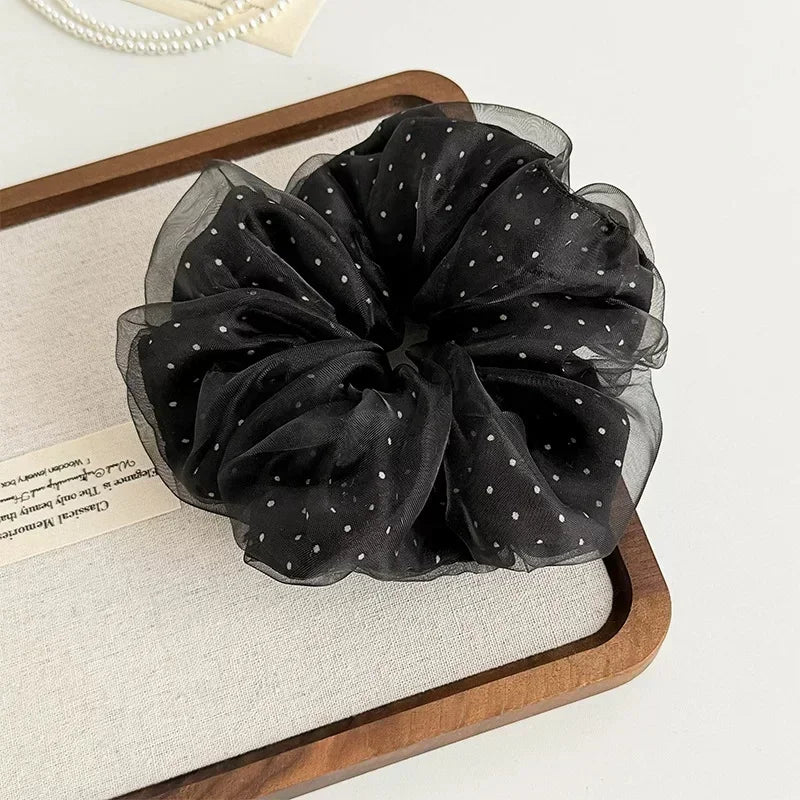 Polka Dot Mesh Scrunchie Hair Ties