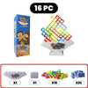 A set of 16 stacking game blocks in various colors and shapes for building