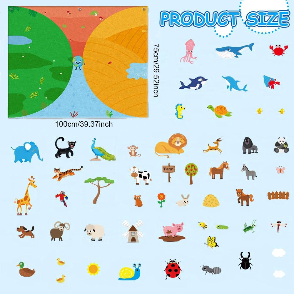 Zoo Animals Felt Board Storytelling Set for Kids