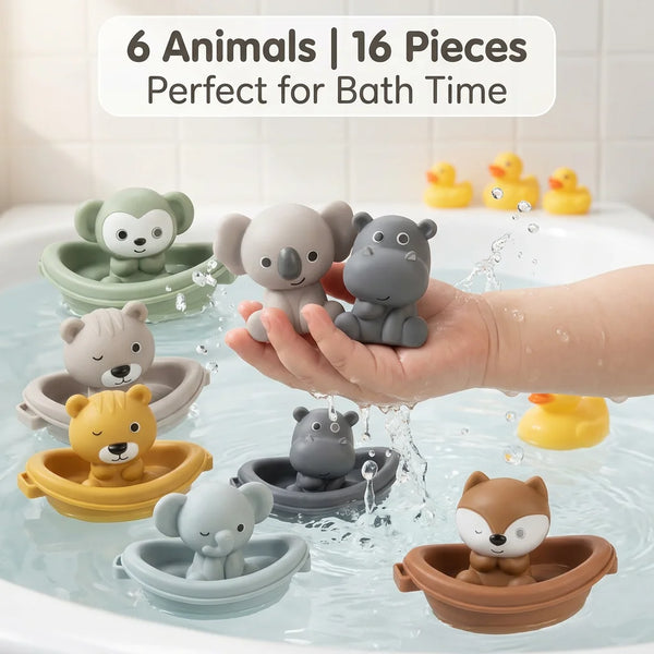Silicone Baby Bath Toy Set for Sensory Water Play