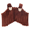 Brown knitted strap pants with bear ears for a plush doll