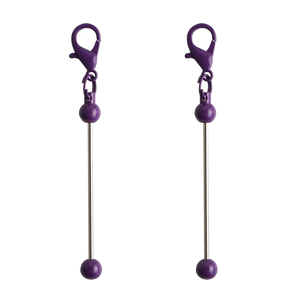 A pair of metal keychain bars with lobster clasps for DIY jewelry making, shown against a white background.