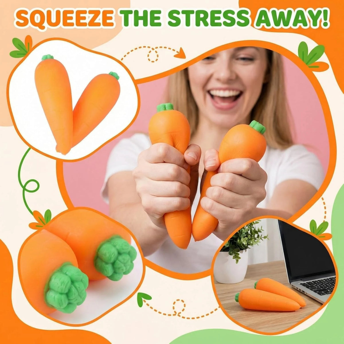 Stretchy Carrot Squeeze Toy for Stress Relief