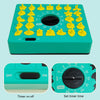 A teal timer device with yellow puzzle pieces, showing options for off, on, and setting a timer.