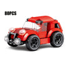 A red police helicopter and SWAT carrier vehicle building blocks set with 80 pieces.