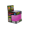 A box of Super Solid Squish Cube squeezable ball toys with colorful cubes and a pink squish ball.