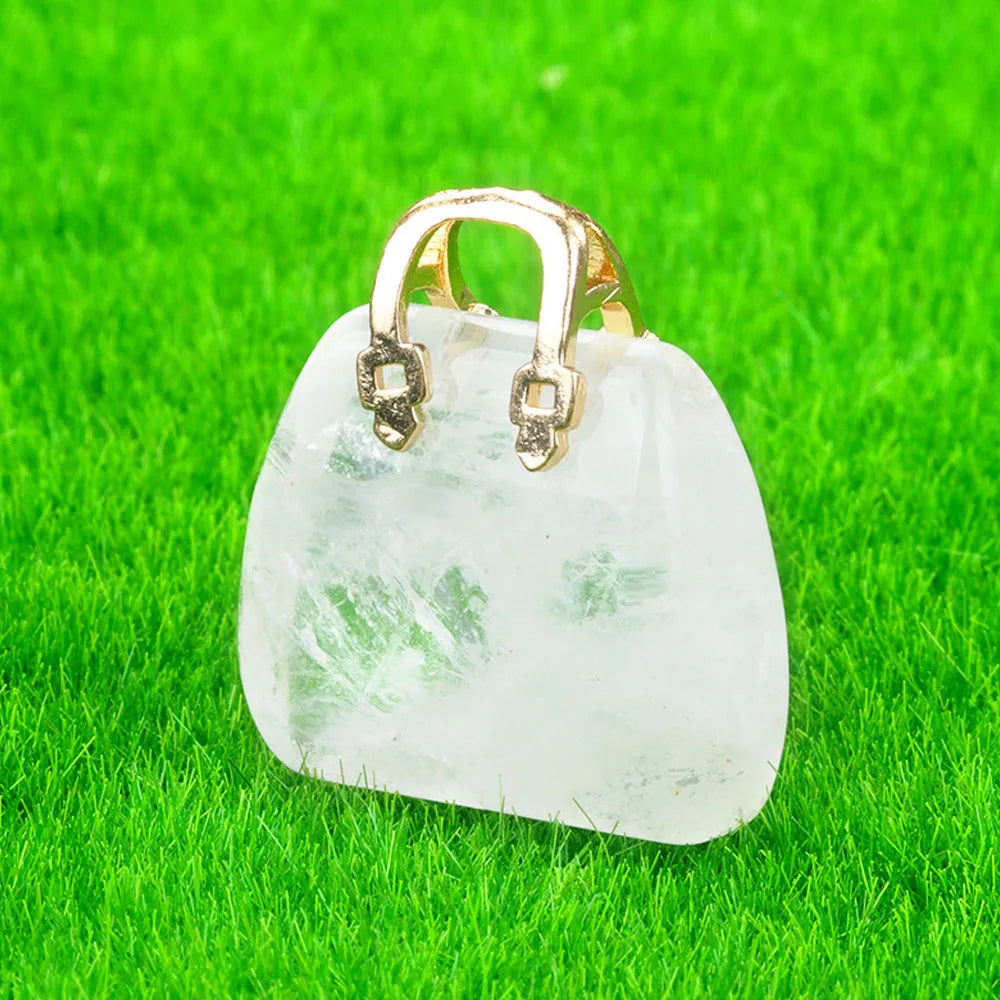 Mini Handbag-Shaped Crystal Agate Pendant for Jewelry Making