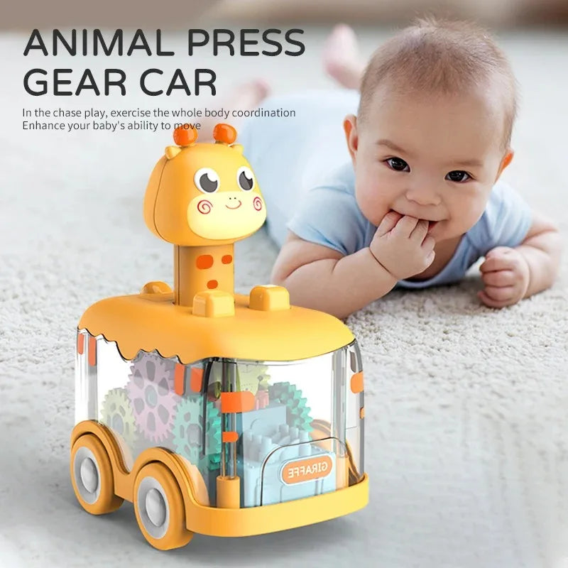 Press and Go Animal Light-Up Gear Car Toy for Toddlers