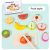 Wooden Pretend Play Kitchen Set with Cutting Fruits and Vegetables