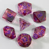 Nebula Effect Polyhedral Dice Set — 7 Transparent Acrylic Dice for D&D and RPGs