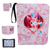 Pink PU leather card binder with a zipper and a matching strap, featuring a detailed illustration of a rabbit character.