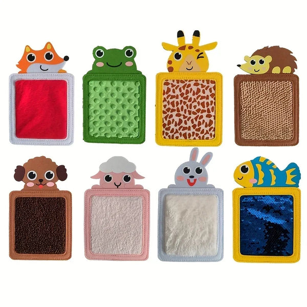Animal-Themed Sensory Mat with 8 Textured Felt Touch Boards